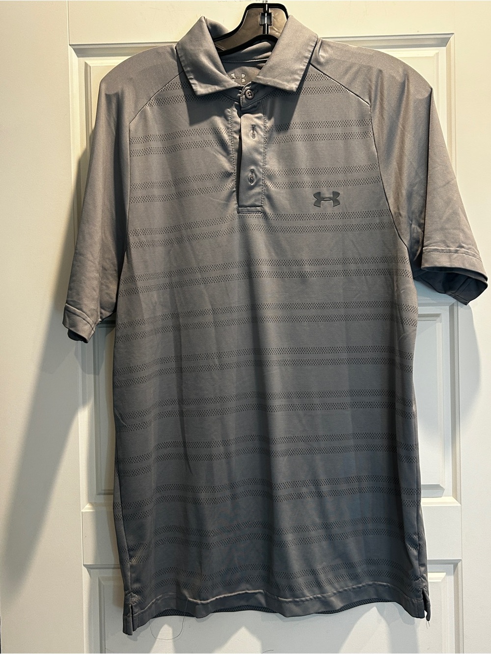 Under Armour Men’s Gray Striped Performance HeatGear Polo